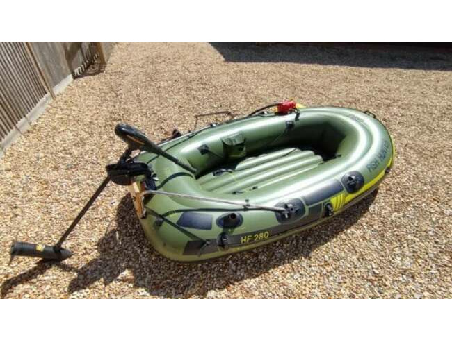 Small Inflatable Boat with Electric Outboard