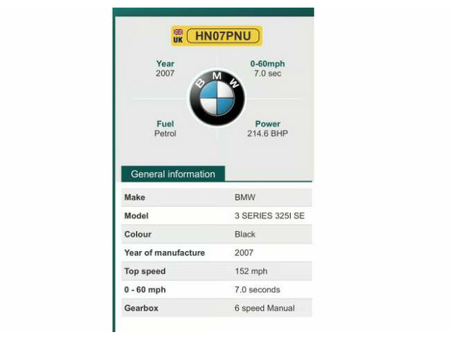 2007 BMW 325i SE. E90 2 owners. 1yr MOT